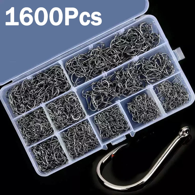 Fishing Hook Offset - 50-1600Pcs/BoxFishing Hooks Carbon Steel Strong Sharp