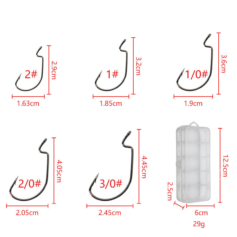 50pcs Wide Worm Hook Carbon St - đánh giá và giá Fishing Hook Offset